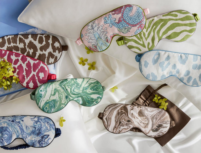 Valentina Linen Sleep Mask by Matouk Schumacher Sky Blue One Size Sleep Mask (O/S) at FIG LINENS AND HOME 1