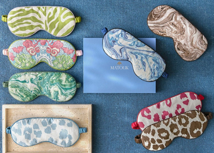 Sleep Masks - Matouk Valentina Linen Sleeping Aid Masks lined in 100% Silk at Fig Linens and Home