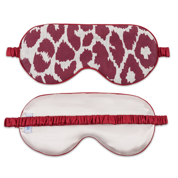 Valentina Linen Sleep Mask by Matouk Schumacher - Crimson Leopard