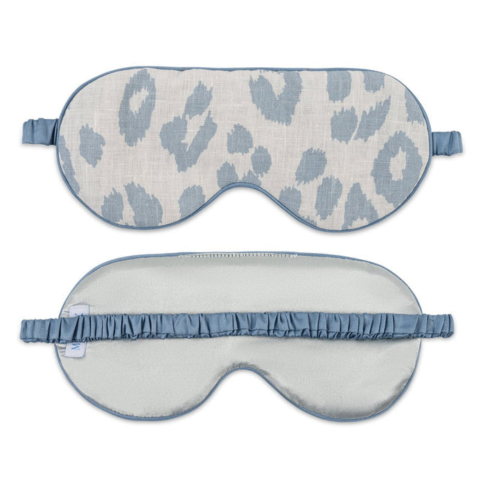Valentina Linen Sleep Mask by Matouk Schumacher - Blue Leopard