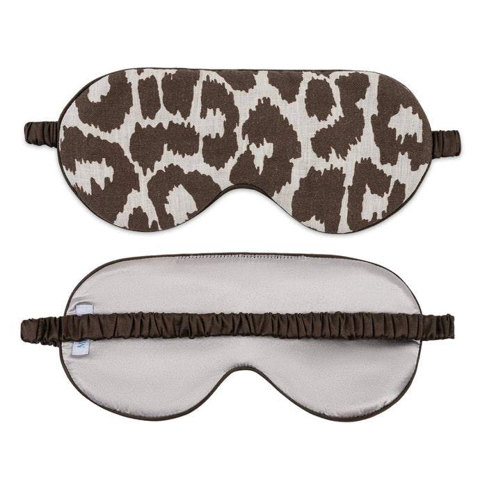 Valentina Linen Sleep Mask by Matouk Schumacher - Leopard Cinder Brown