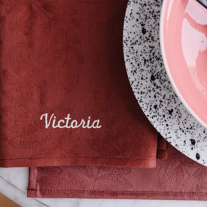 Vegetal Mood Red Napkins by Le Jacquard Francais Napkin 20" X 20" - Set of 4 RED at FIG LINENS AND HOME 2