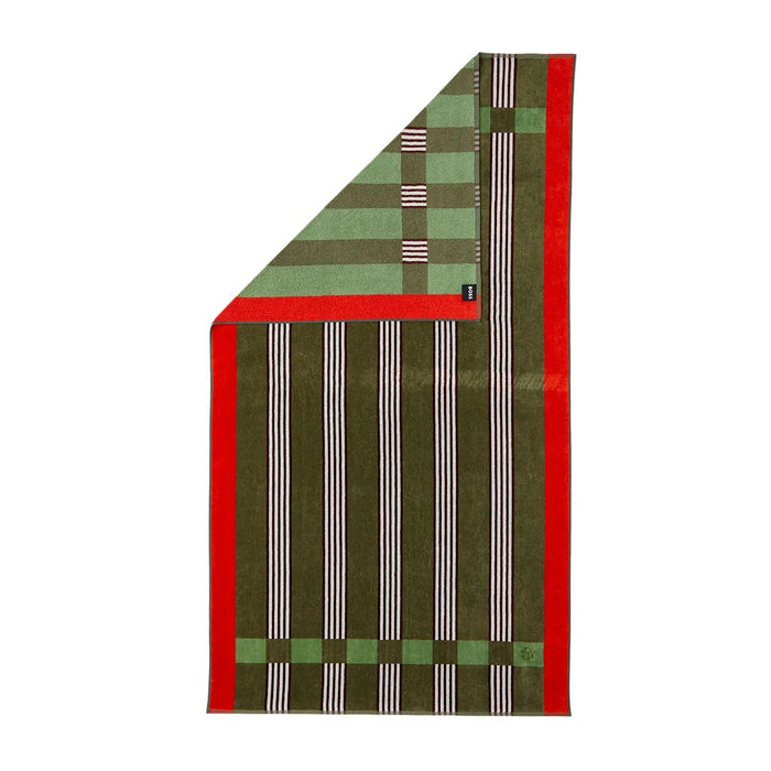 Vento Kaki Jacquard Velour Beach Towel by Hugo Boss Home at Fig Linens and Home | Yves Delorme 1