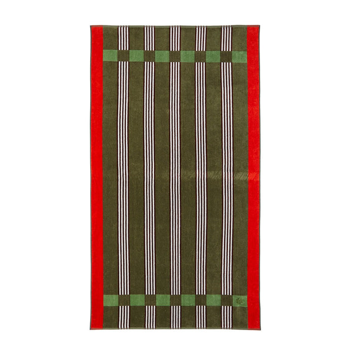 Vento Kaki Jacquard Velour Beach Towel by Hugo Boss Home at Fig Linens and Home | Yves Delorme 2