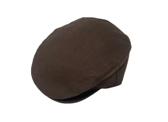 The Hanna Hats Vintage Cap Linen is a dark brown vintage-style linen cap, showcased against a plain white background.