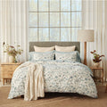 Viola Cerulean Organic Print Duvet Covers | Coyuchi Bedding at Fig Linens and Home - Lifestyle 1