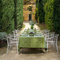 Voyage Iconique Enduit Green Coated Tablecloth By Le Jacquard Francais - Outdoor Table Linens 2