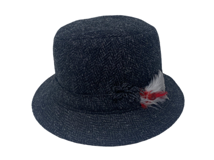 Harris Scottish Tweed - Black & Charcoal Herringbone / Small 56-57cm