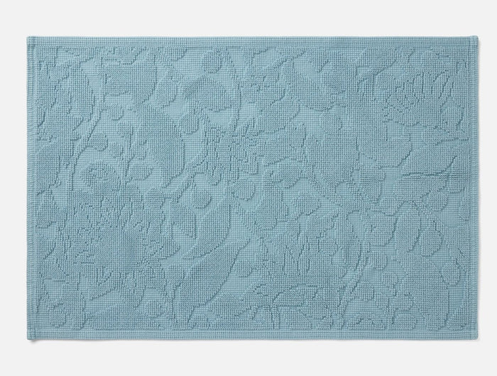 Wildflower Organic Bath Rug by Coyuchi in Pacific Blue at Fig Linens and Home 1