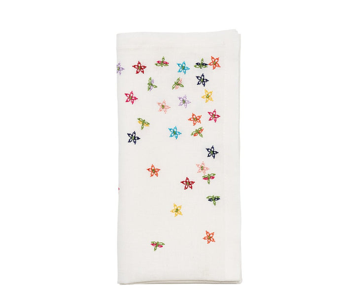 Wind Blown Napkin in White & Multi Set of 4 by Kim Seybert at Fig Linens and Home 1