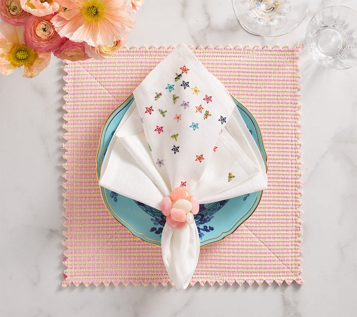 Wind Blown Napkin in White & Multi Set of 4 by Kim Seybert at Fig Linens and Home 2