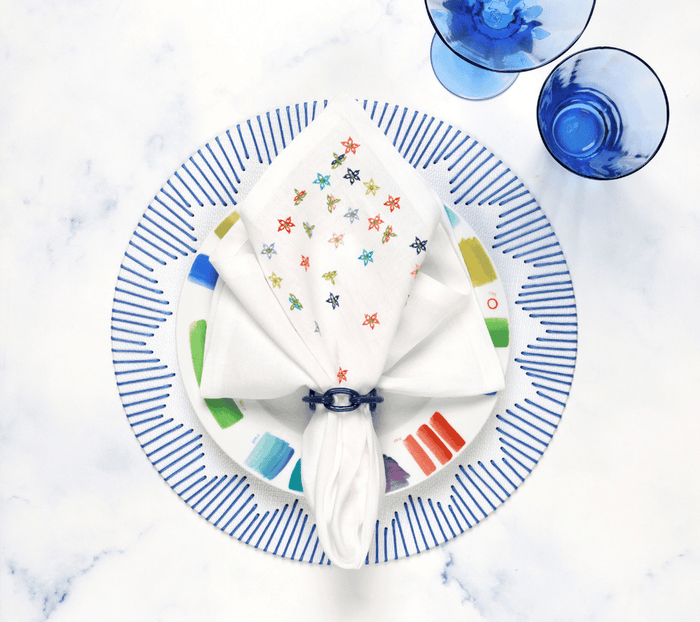 Wind Blown Napkin in White & Multi Set of 4 by Kim Seybert at Fig Linens and Home 3