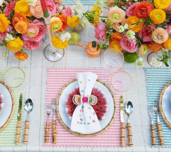 Wind Blown Napkin in White & Multi Set of 4 by Kim Seybert at Fig Linens and Home 4