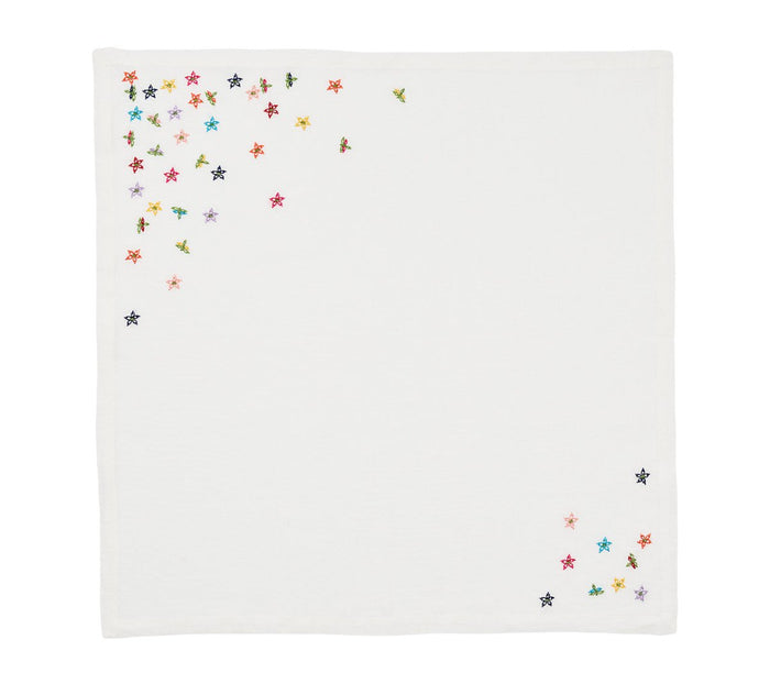 Wind Blown Napkin in White & Multi Set of 4 by Kim Seybert at Fig Linens and Home 5