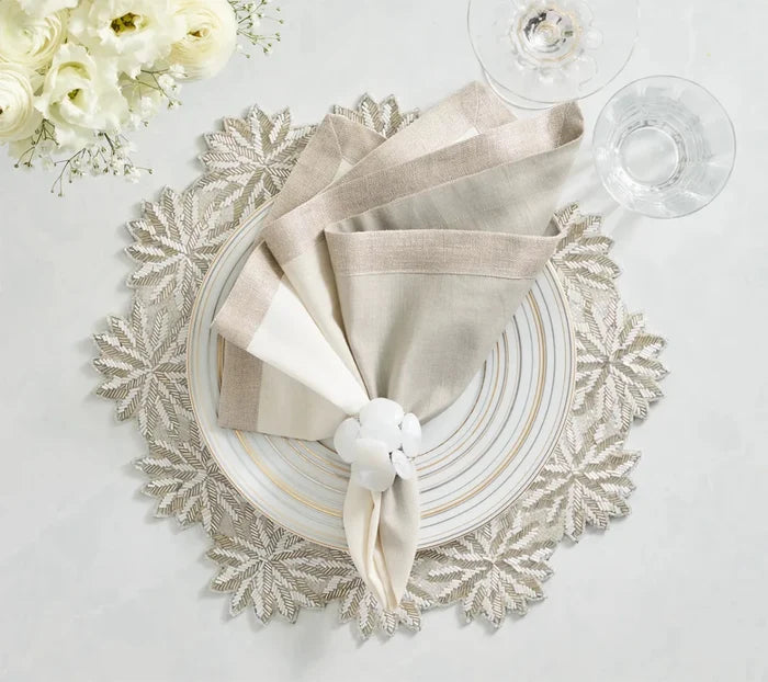 Winter Lace Silver/Crystal Placemat Detail 3 | Kim Seybert at Fig Linens and Home